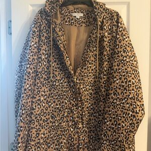 Kim Rogers Tan Leopard Print Rain Coat